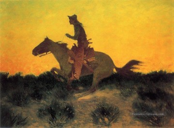 Contre le cow boy Sunset Frederic Remington Peinture à l'huile